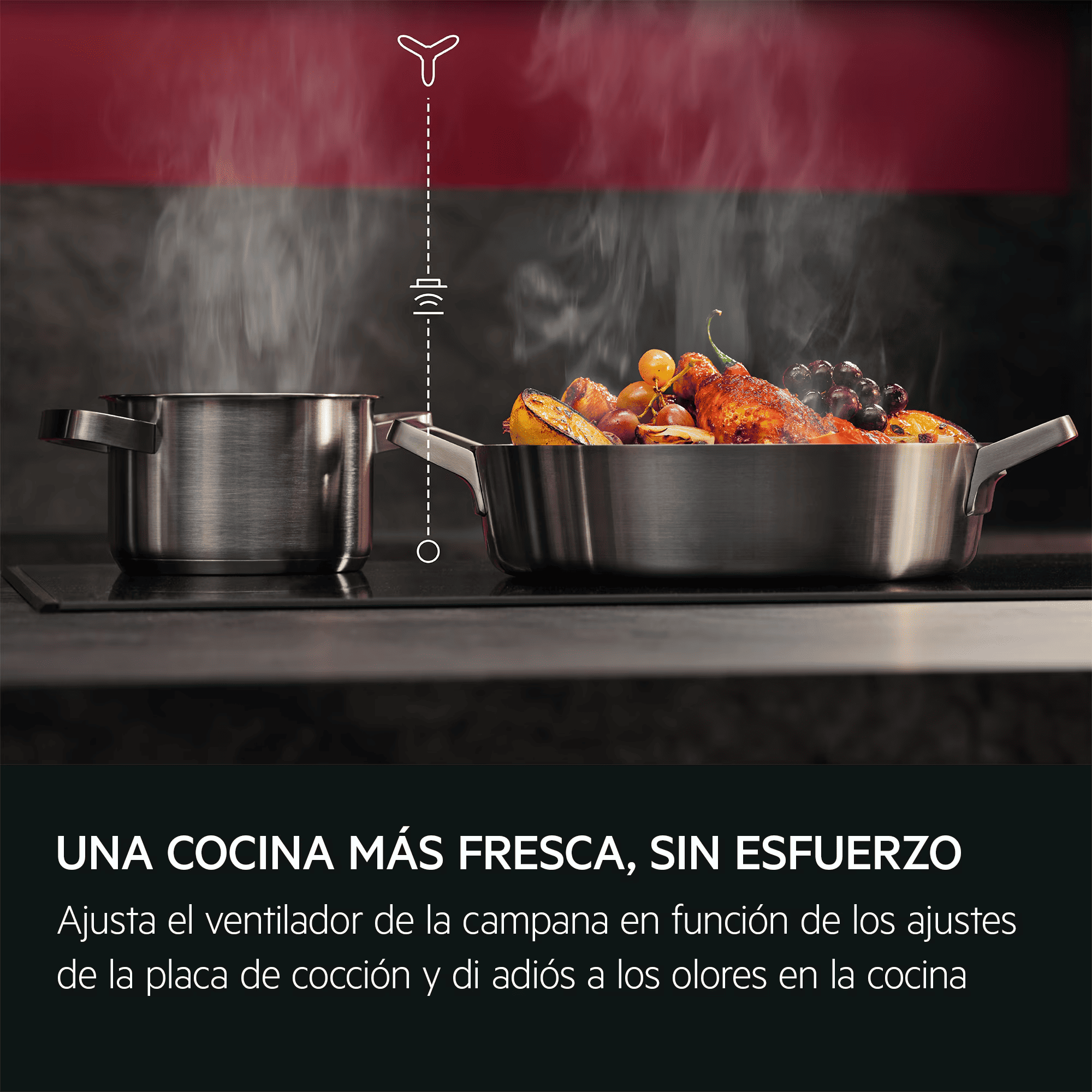 AEG Campana GB67D91HL Decorativa 90 cm Hob2Hood Inox/Panel Cristal Negro 730 m³/h 3+1 Intensiva Función Brisa LED Clase A - Imagen 3
