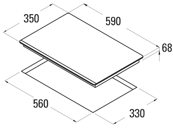 CATA ENC. VITRO IB2 PLUS BK MODULAR 2 FUEGOS INDUCCION - Imagen 2